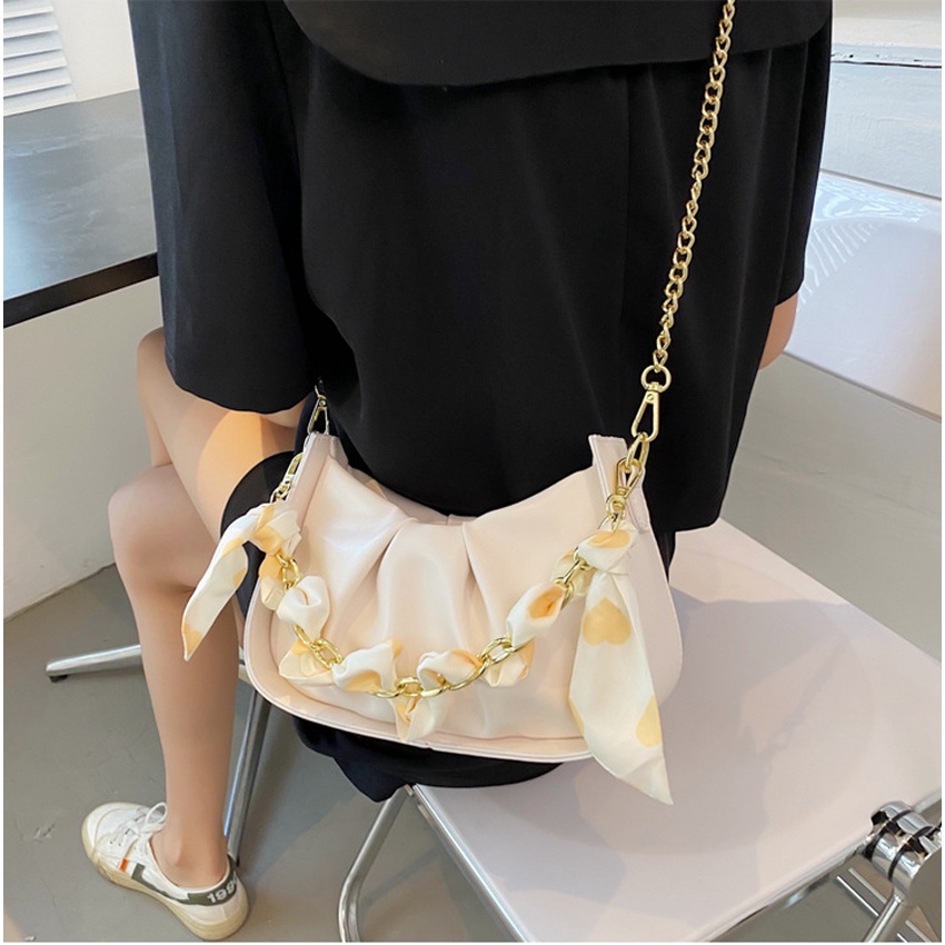 Túi xách nữ đeo chéo kẹp nách đeo vai đi chơi thời trang xích khăn pha màu Bachhoaonline68 552