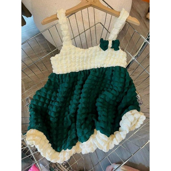 Váy 2 dây xốp phồng tiểu thư siêu xinh ( hình thật )