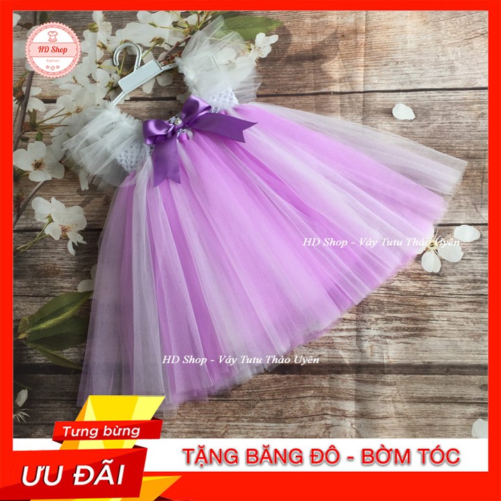 Váy Cánh Tiên ❤️FREESHIP❤️ Váy cánh tiên tím violet phối trắng cho bé gái