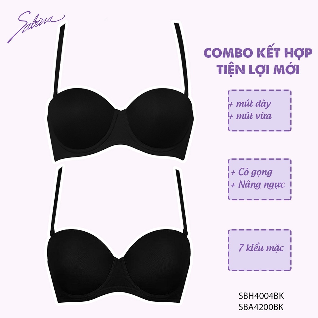 Combo 2 Áo Lót Mút Vừa Nâng Ngực Chỉnh 7 Kiểu Dây By Sabina SBA4200+SBH4004