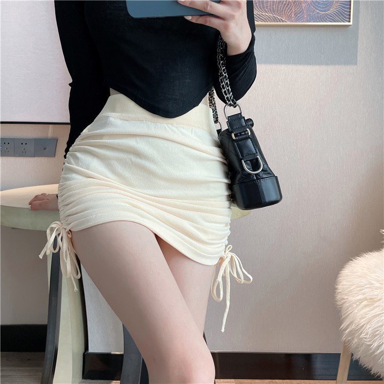 Váy Ngắn Lưng Cao Co Giãn Thiết Kế Dây Rút Phong Cách Âu Mỹ Quyến Rũ | BigBuy360 - bigbuy360.vn