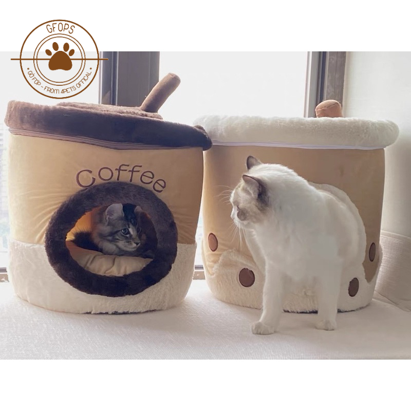 Ổ đệm/ Ổ nằm cho chó mèo, thú cưng mẫu trà sữa và coffee siêu cưng - 4pets official