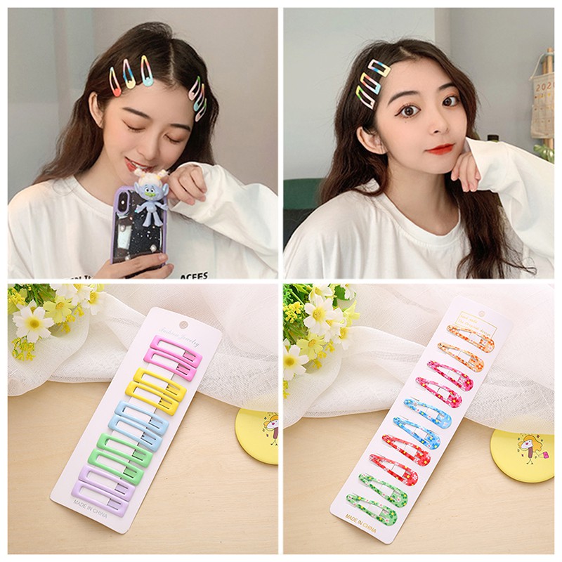 Set 10 kẹp tóc màu sắc ngọt ngào phong cách Hàn Quốc