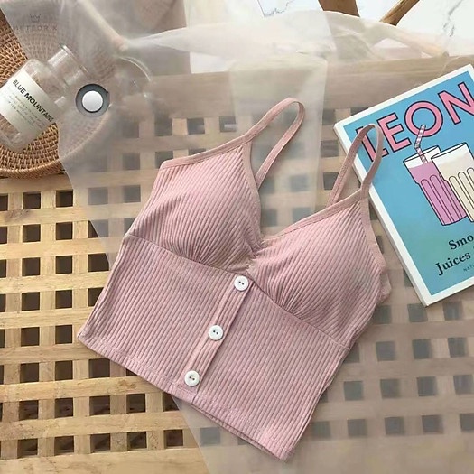 Áo Bra Cotton - Áo Ngực Bra Len Tăm Thân Dài 3 Khuy Có Đệm Ngực 2079
