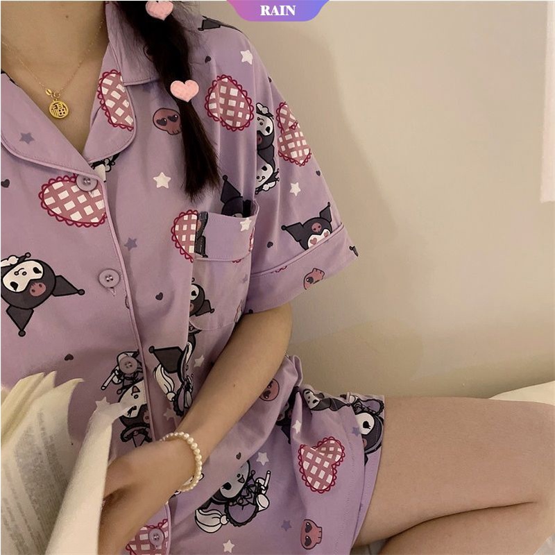 Bộ Đồ Ngủ Ngắn Tay Họa Tiết Sanrio Kulomi Dễ Thương Dành Cho Nữ