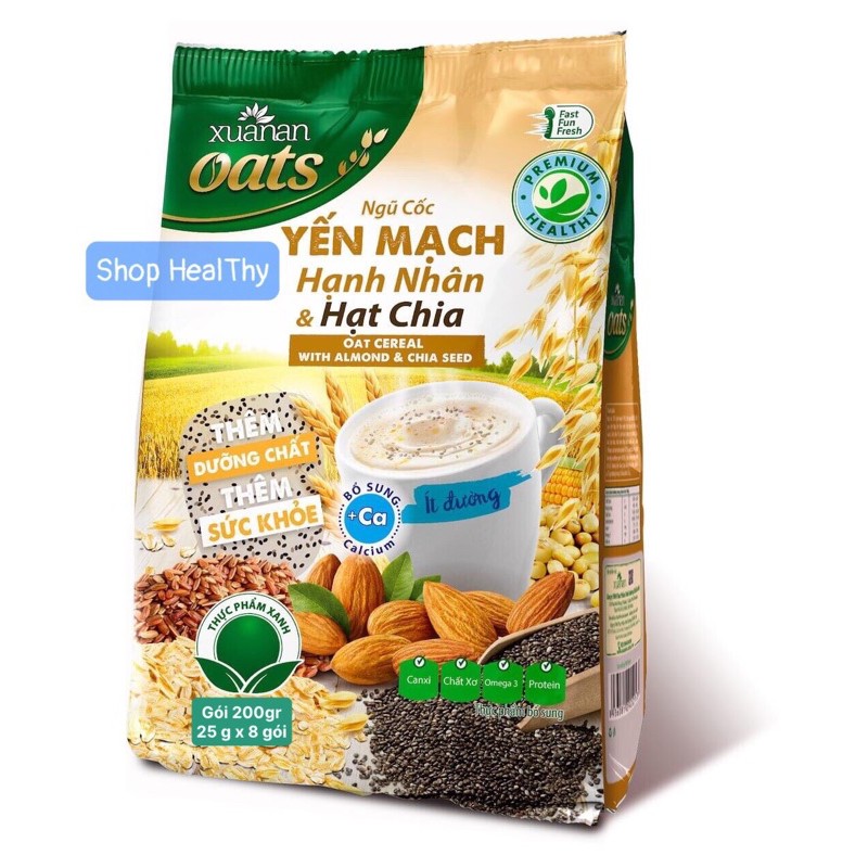 Bột Ngũ Cốc Y.M Hạnh Nhân Hạt Chia Xuân An 200gr - [Tặng Hàng KM Đính Kèm]