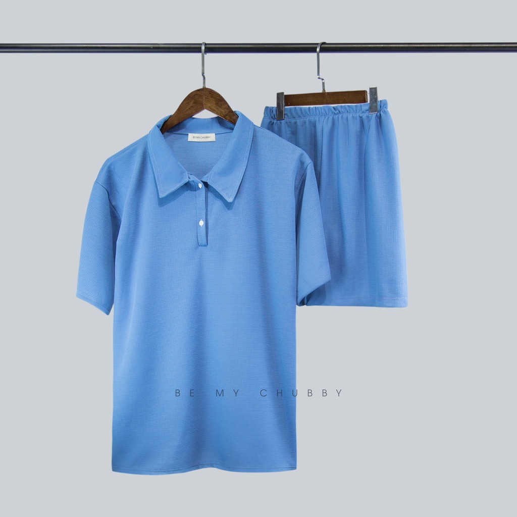 Set Đồ Unisex Bigsize Áo Polo Quần Short Vải Co Dãn Dưới 85kg │ SUE Bigsize