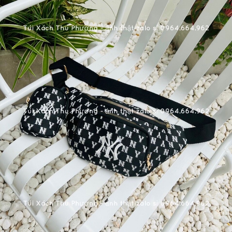 Sét đôi bao tử chữ N Y, túi đeo bụng thêu chữ 2 ngăn kèm túi nhỏ dành cho cả nam và nữ (ảnh thật shop chụp)