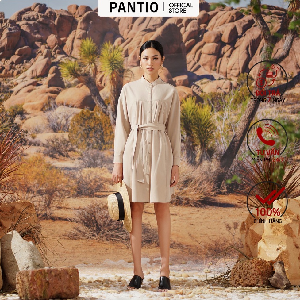 Đầm công sở dài tay dáng suông rộng FDC33024- PANTIO