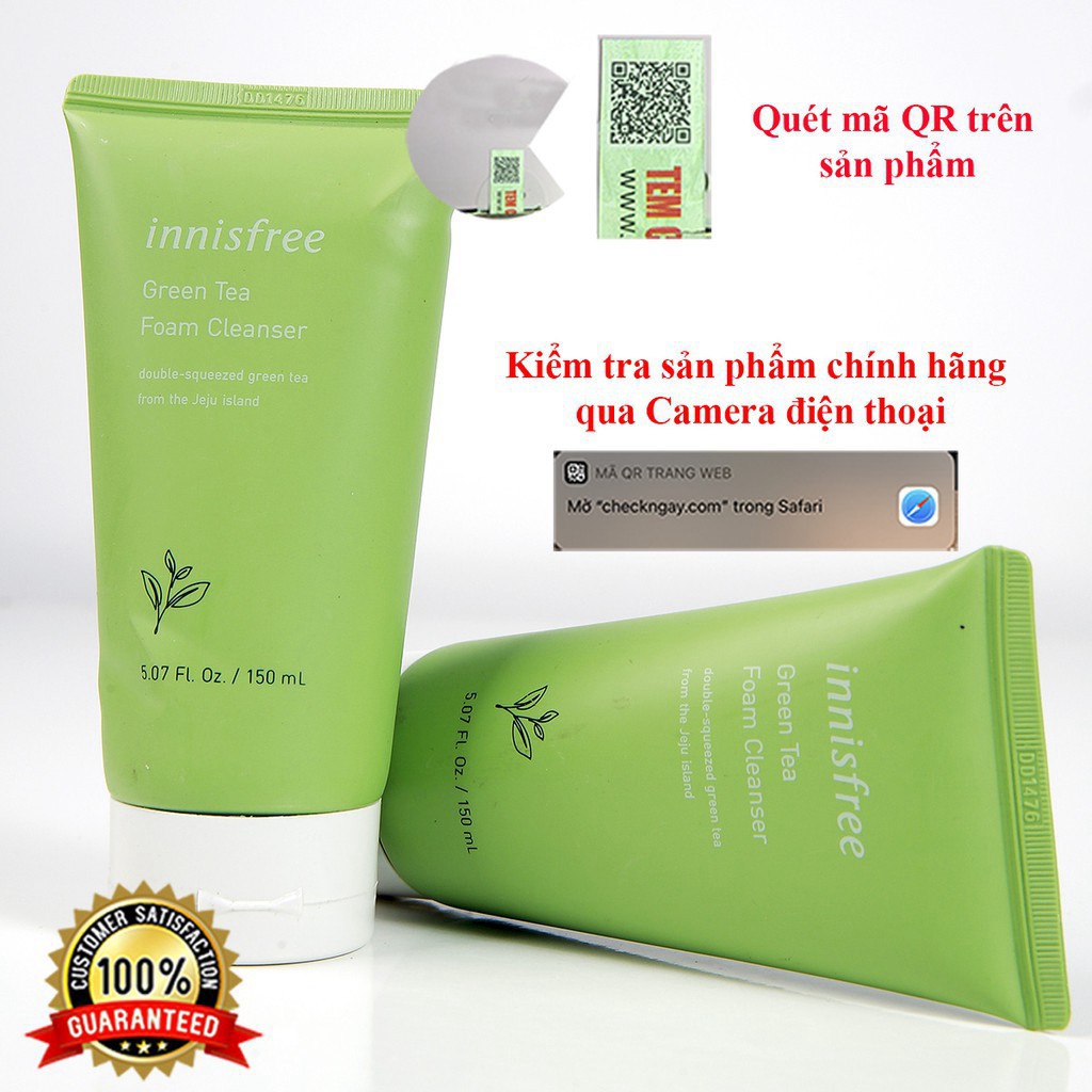 Sữa rửa mặt trà xanh Innisfree Green Tea Foam Cleanser 150ml Hàn Quốc