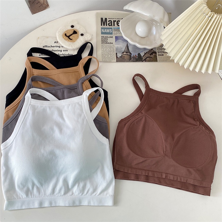 【Giselle】Áo Croptop Cổ Yếm Có Đệm Ngực Thiết Kế Mới Thời Trang Mùa Hè Cho Nữ