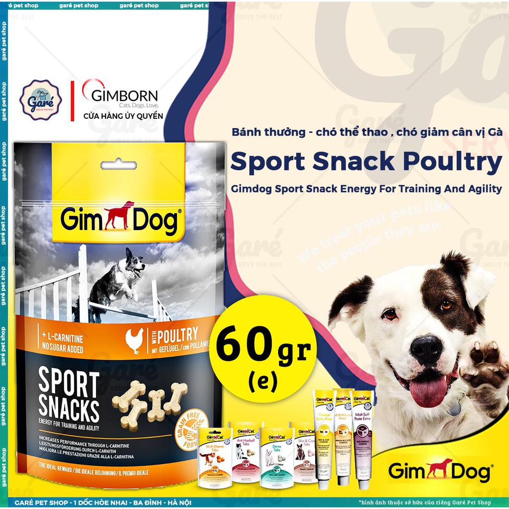 Bánh thưởng Gimdog cho chó ưa vận động - GimDog Sport Snacks Beef/Poultry (60g) - Garé Pet Shop active dog snack