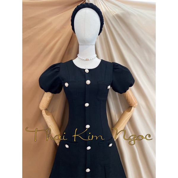 Đầm dự tiệc tay phồng phối nút 2 lớp sang trọng | BigBuy360 - bigbuy360.vn