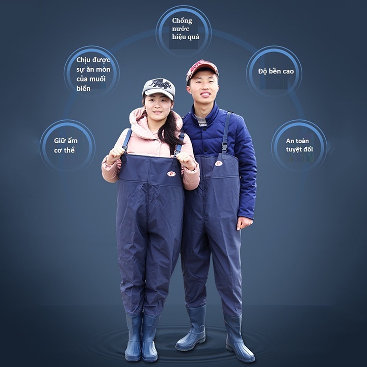 Quần liền ủng lội nước yếm ủng đi mưa hai lớp chống thấm nước tuyệt đối