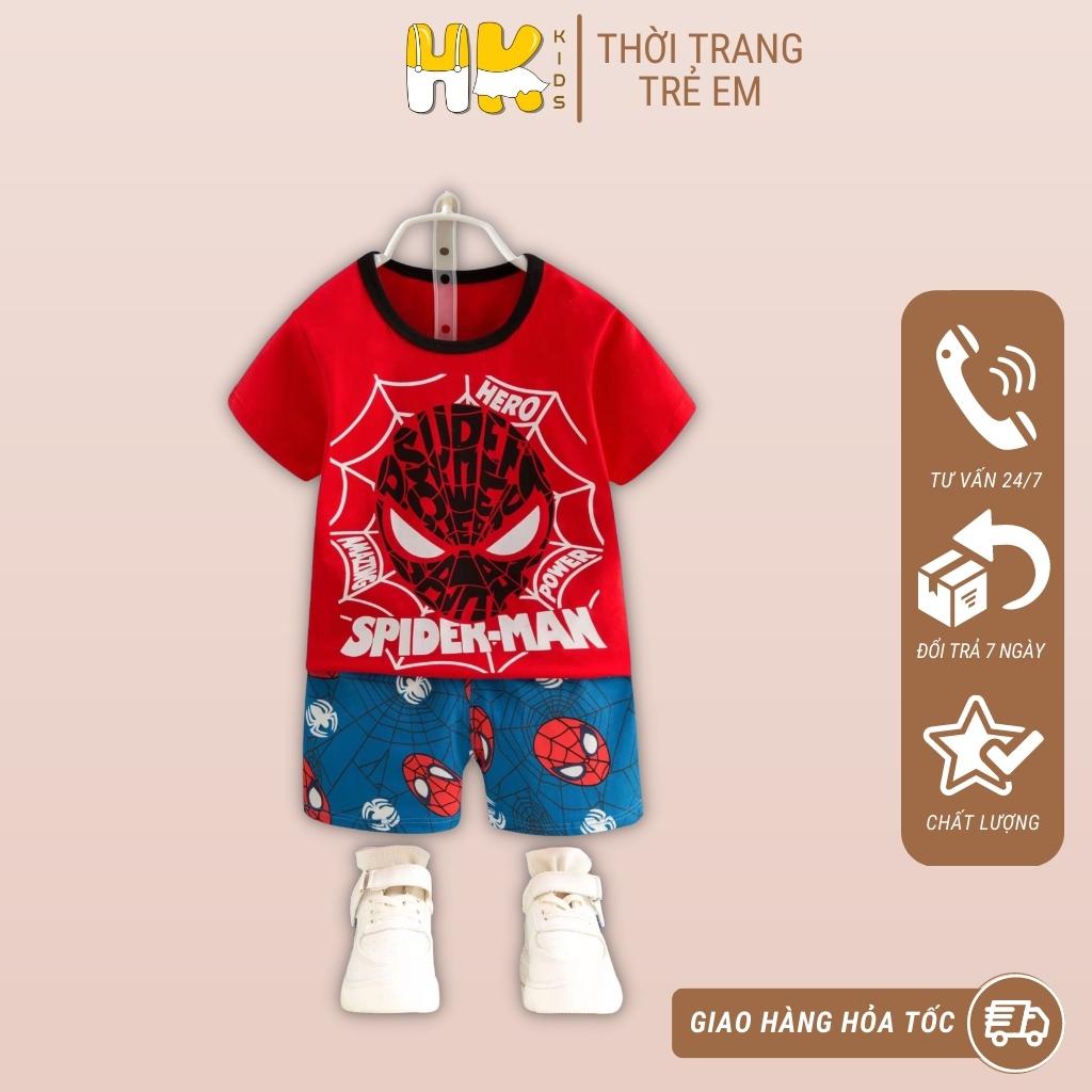 Bộ quần áo cộc tay bé trai HK KIDS, bộ đồ ngắn tay cotton mềm mát size cho bé từ 1-7 tuổi