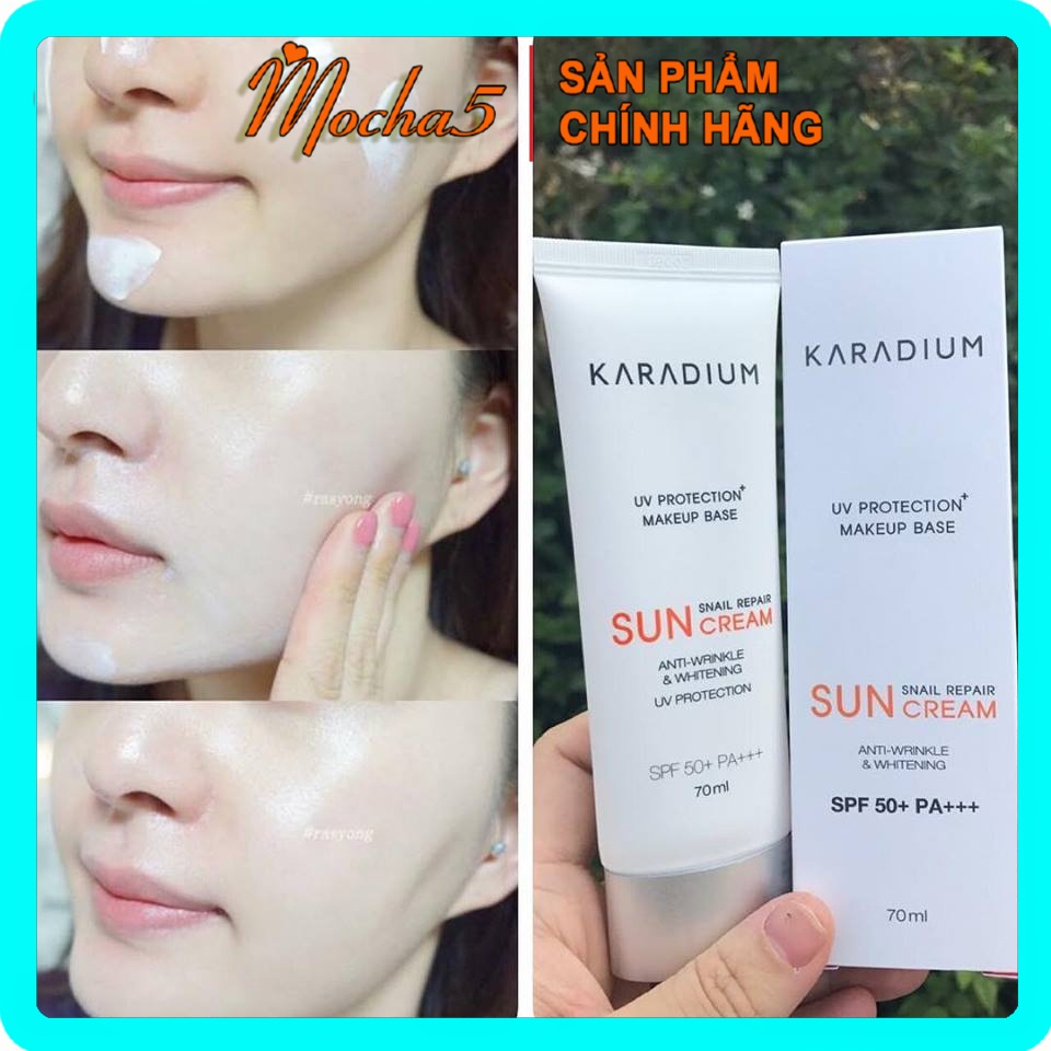 KCN kem chống nắng KARADIUM Sun Snail Repair Suncream Spf50+ PA+++ lên tông hoàn hảo