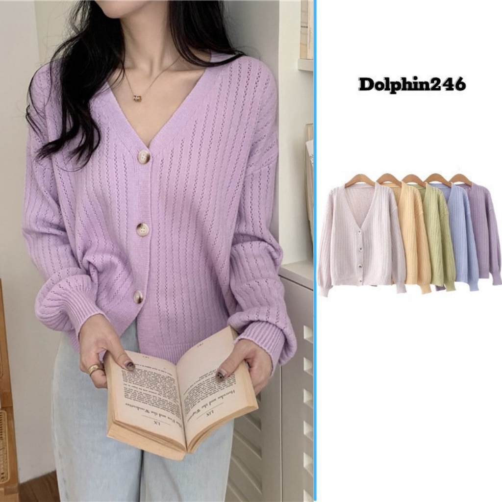 Áo khoác len cadigan nữ lông thỏ phong cách Hàn Quốc thời trang hottren màu basic dễ phối đồ chất đẹp dày dặn F-1