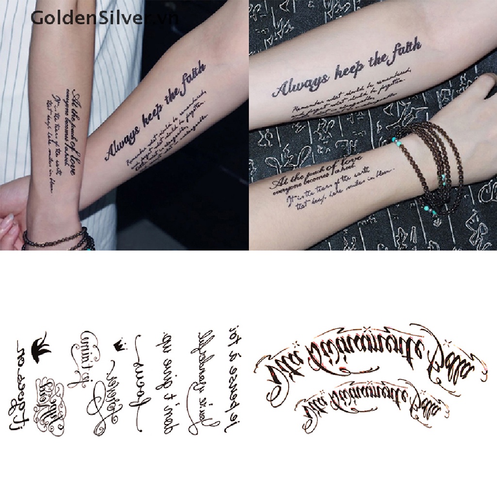 1 Hình Xăm Dán Tạm Thời Hình Chữ Tiếng Anh Chống Thấm Nước