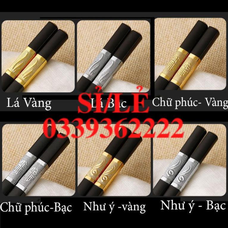 [ HAIANHSHOP ] Hộp 10 đôi đũa mạ vàng sang trọng phong cách Nhật Bản chống trơn trượt ẩm mốc Duashop &gt;