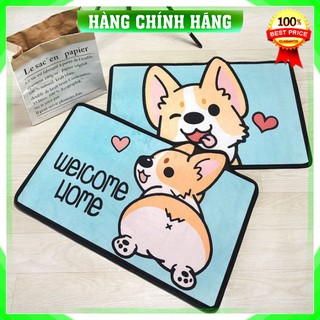[ Hàng Loại 1 ] Thảm lau chùi chân 3D chống trơn trượt, chống thấm nước nhà tắm phòng bếp hình chó corgi dễ thương
