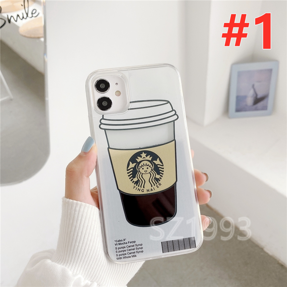 Ốp điện thoại dẻo hình chai nước starbucks kim tuyến cho iphone 12 mini 12 pro max 11 pro max x xs xr xsmax 8 7 6