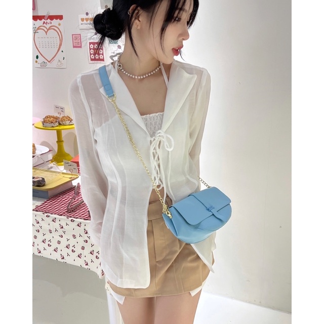 Áo dài tay buộc dây Ribbon Shirt