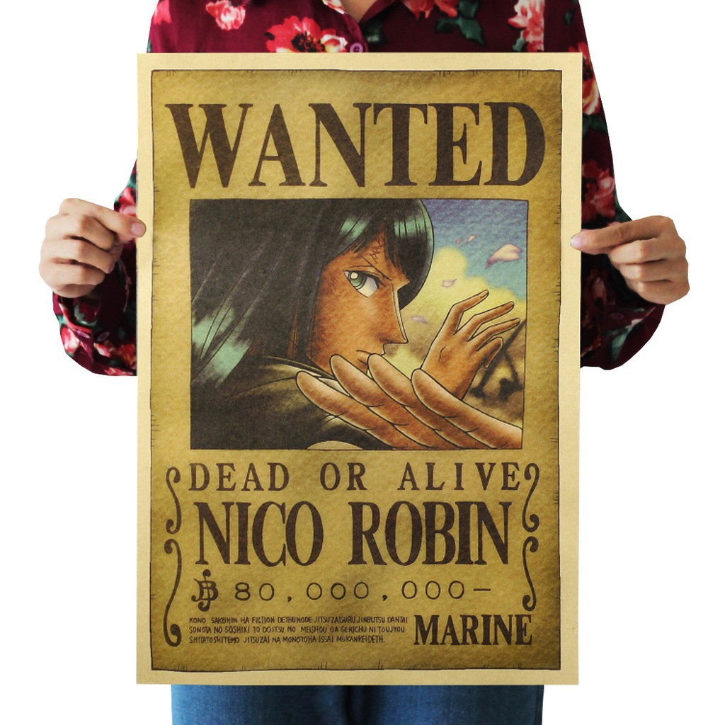 Poster trang trí in hình lệnh truy nã Nico Robin One Piece
