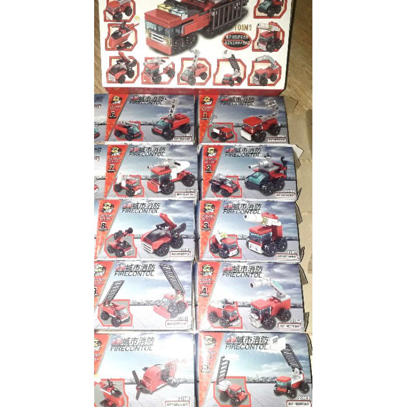 Sét Bộ Lego_Lắp ráp Xe Cứu Hỏa 10 chiếc 52009 có nhiều chi tiết bằng nhựa