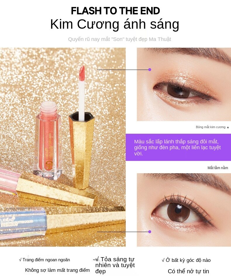 Kim Cương Chất Lỏng Mắt Phụ Nữ Sinh Viên Màu Đỏ Đẹp Ngọc Trai Lấp Lánh Mắt Lỏng