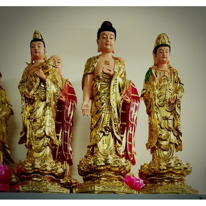 Bộ tượng Tây Phương tam thánh 60cm dát vàng