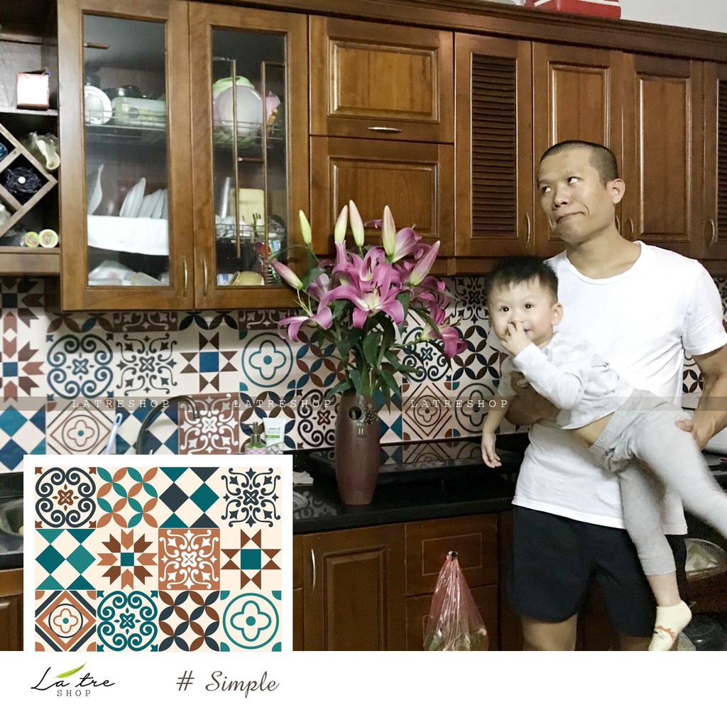 Miếng decal dán bếp dán tường nhà tắm decor chịu nhiệt dễ lau chùi đề can loại 1- Simple 0012