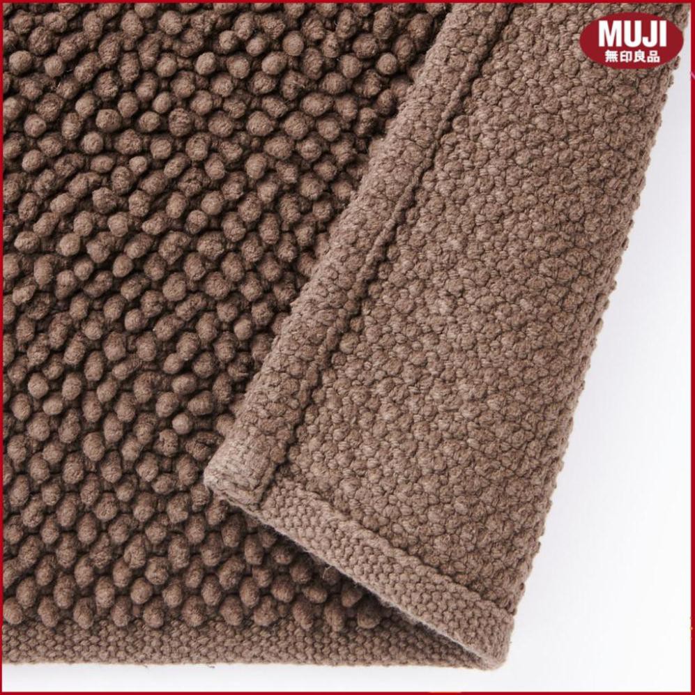 ( MUJI NHẬT BẢN ) THẢM NHÀ TẮM COTTON ẤN ĐỘ CHENILLE PHA - NÂU, M 45x70cm