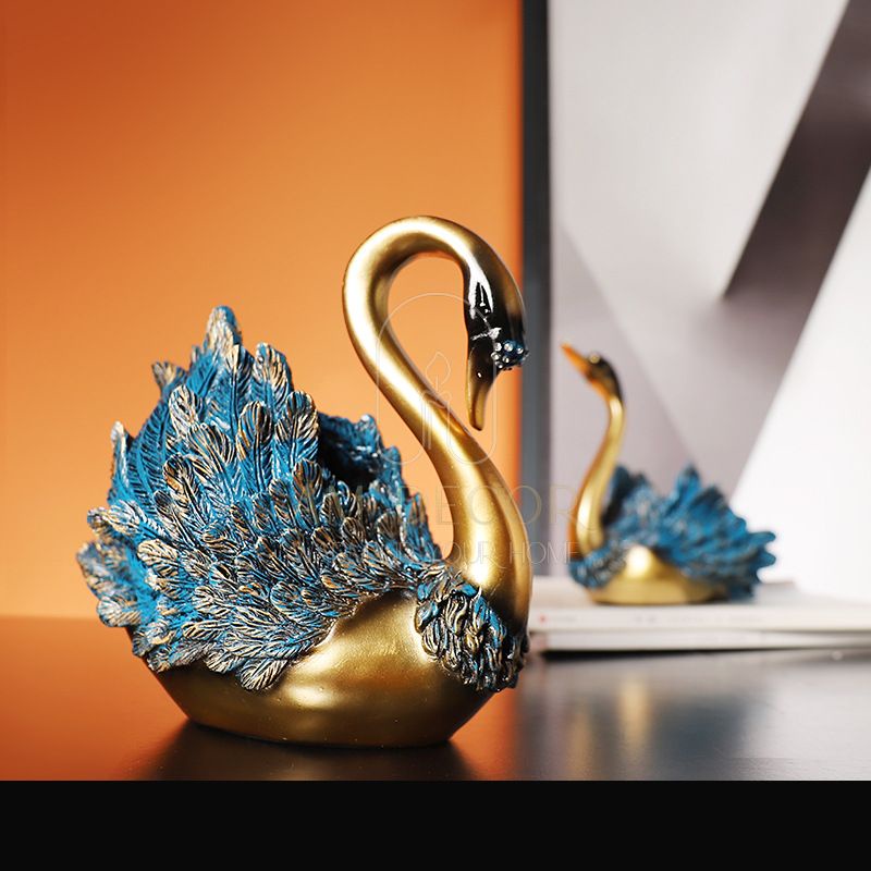 Tượng Thiên nga xanh châu Âu decor trang trí vườn, phòng khách, tủ TV sang trọng - AM Decor