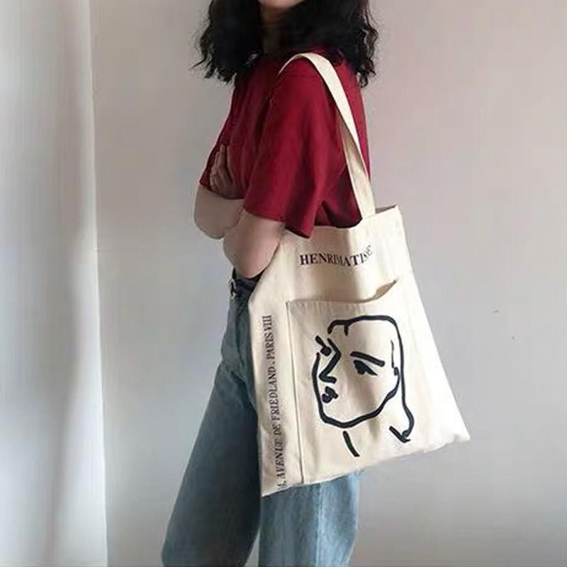 TÚI TOTE VẢI CANVAS HERMAN có khóa miệng