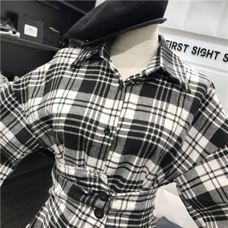 Đầm sơ mi bo eo korea