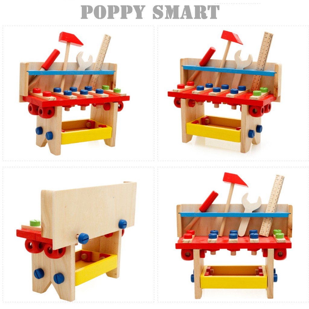 Bộ Đồ Chơi Dụng Cụ Sửa Chữa Cơ Khí Cho Bé Bằng Gỗ An Toàn, Bộ Cơ Khí Bé Trai Montessori