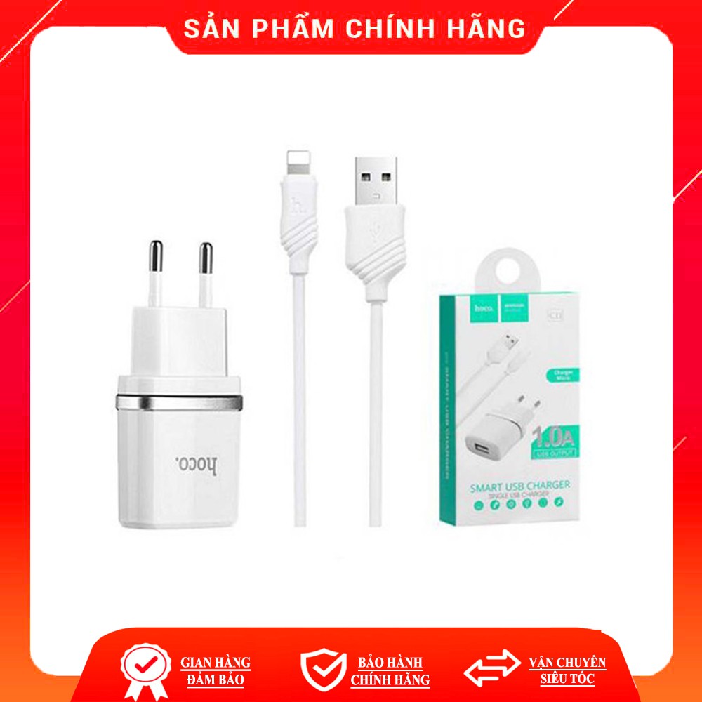 [Mã ELFLASH5 giảm 20K đơn 50K] Bộ Củ Và Cáp Sạc Chính Hãng HOCO C11 - Kèm Cáp IPhone