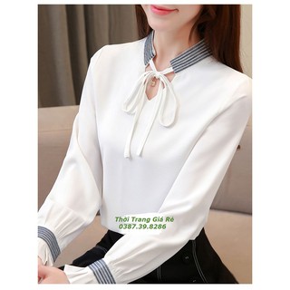 ÁO KIỂU NƠ CỔ XẾP LY TAY