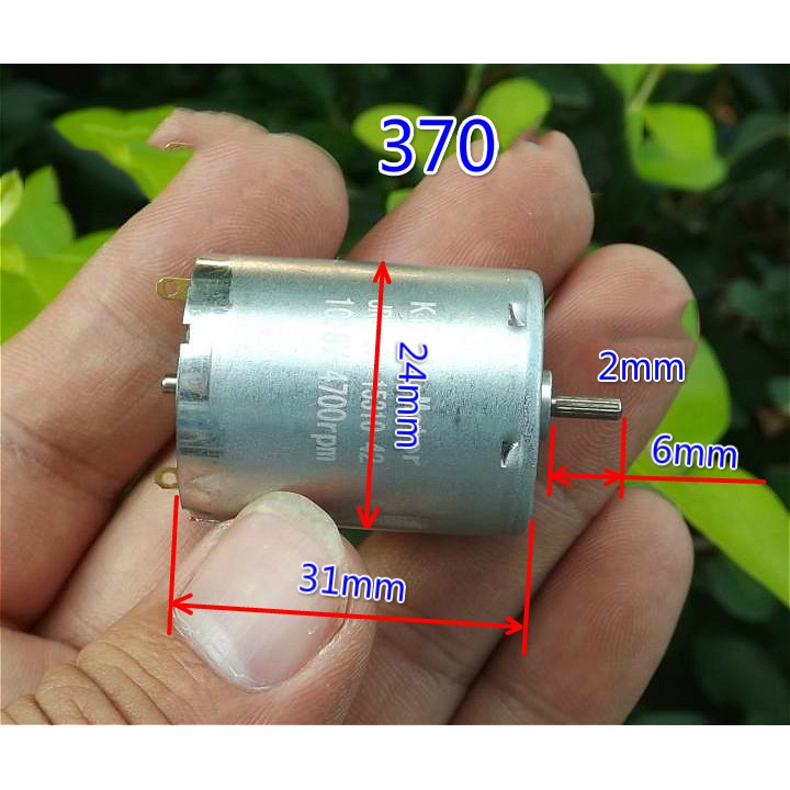 2 động cơ motor mô tơ mini 370 trục ngắn chạy êm mạnh DC 6V-12V - 2600-5200pm - LK0016-2