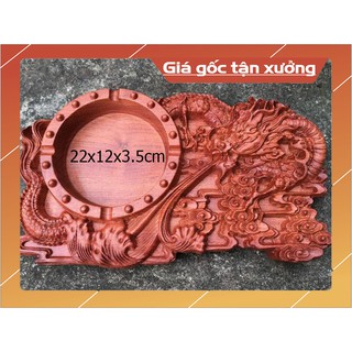 Gạt Tàn Thuốc Lá Điêu Khắc Rồng Phun Nước - Gỗ Hương Cao Cấp