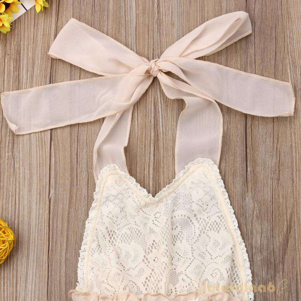 Áo liền quần phối ren hoa thiết kế hở lưng thời trang cho bé gái