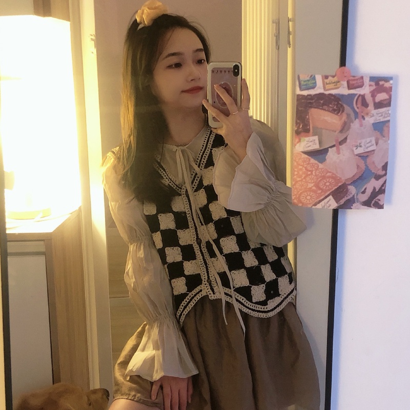 Áo Len Dệt Kim Không Tay Thiết Kế Đơn Giản Dễ Phối Đồ