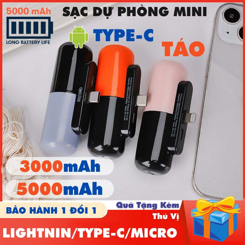 Sạc Dự Phòng Mini Siêu Nhỏ di động cầm tay dễ thương cute bin sạc điện thoại Android du lịch bỏ túi thông minh