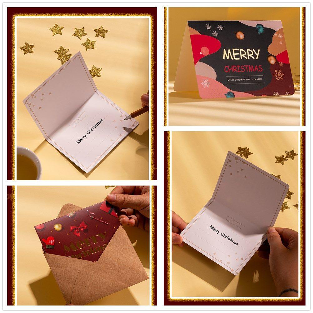 1 Set Thiệp Chúc Mừng Giáng Sinh Kèm Nhãn Dán Màu Đồng