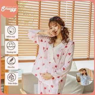 Bộ bầu và sau sinh cotton lụa mỏng mát mùa hè form lớn - snugg snu2063