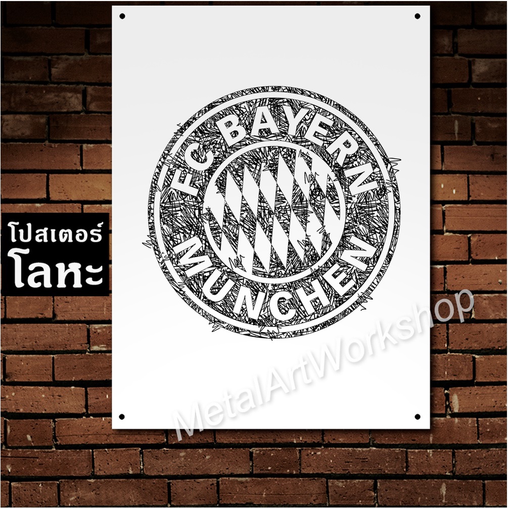 Poster kim loại FC Bayern Munich Câu lạc bộ bóng đá Huy hiệu Iron Sign