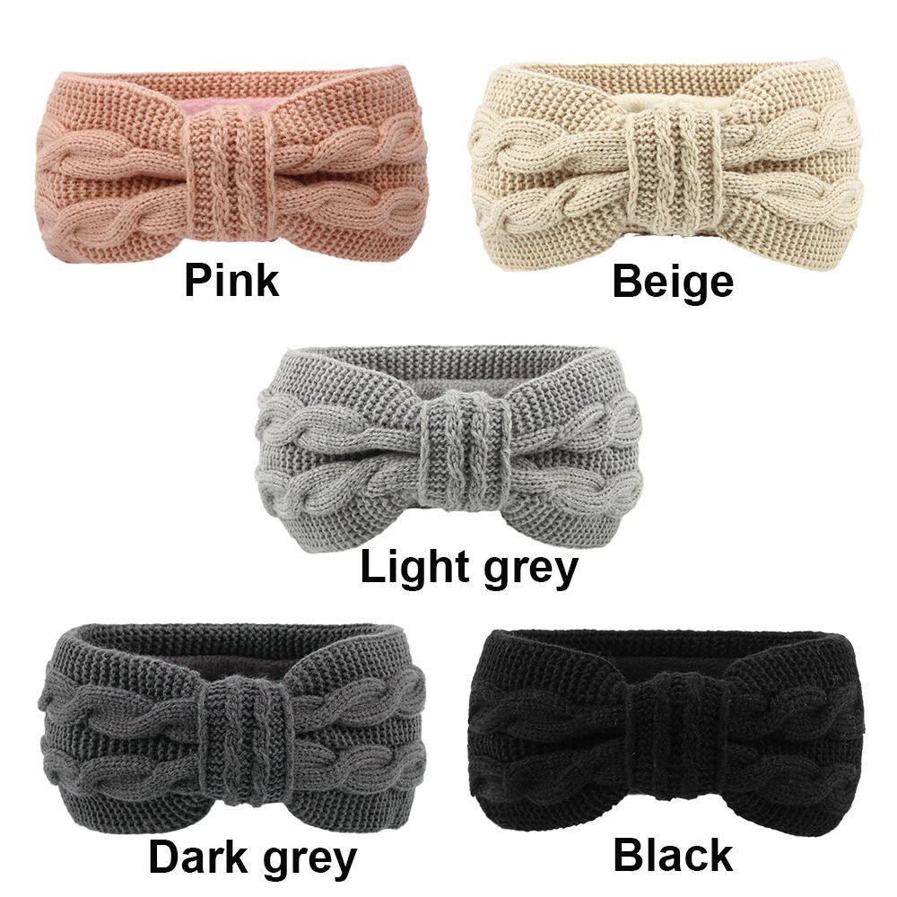 Băng đô vải len mềm co giãn bản rộng đính nơ thời trang thu đông cho nữ