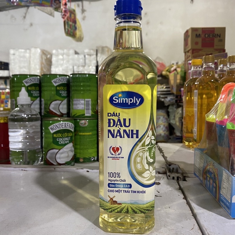 Dầu ăn Simply 1L dầu đậu nành nguyên chất