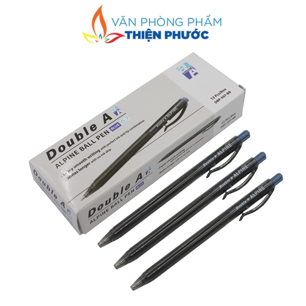 Bút bi Double A Alpine DBP-507-BB  xanh, đầu bút 0.7mm cho nét bút đậm THIỆN PHƯỚC