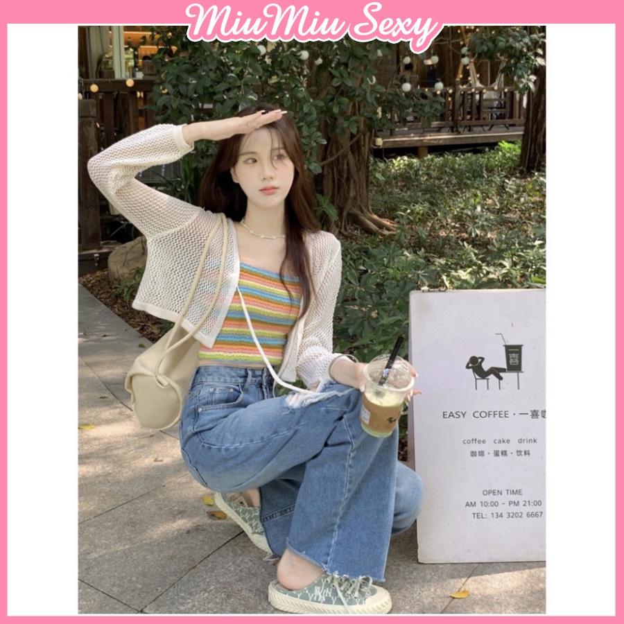 Áo 2 dây bún len tăm kẻ ngang